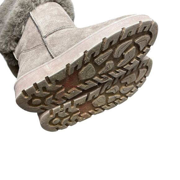 Bamboo Round Toe Faux Fur Top Slip On Casual Womens Mid0Calf Boots Shoes - Picture 9 of 10